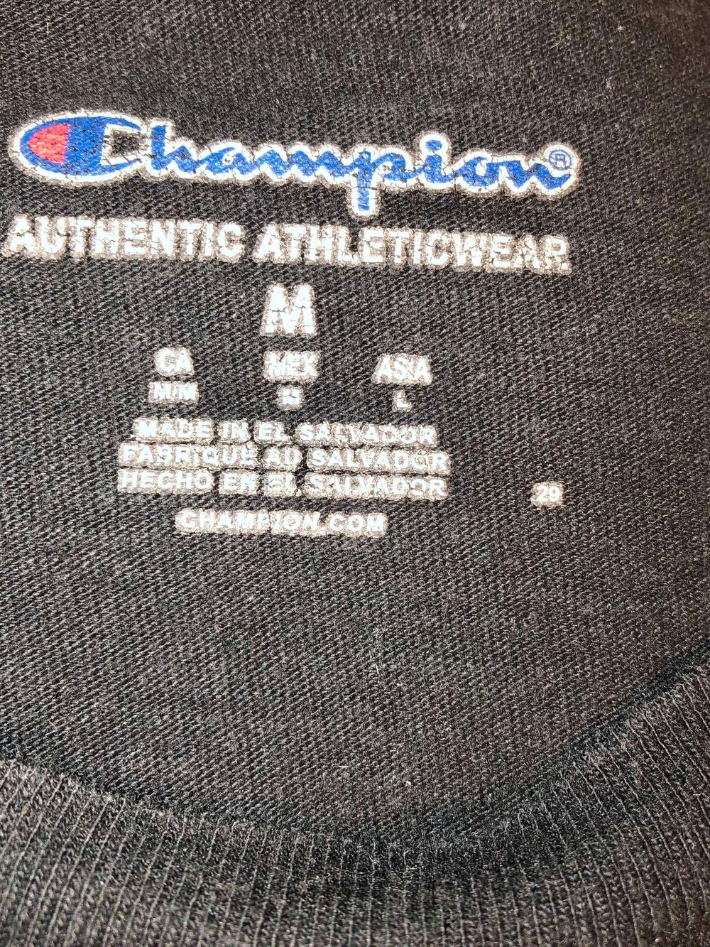 Champion Black T-Shirt with White Script Logo and Red Accent - Picture 2 of 4